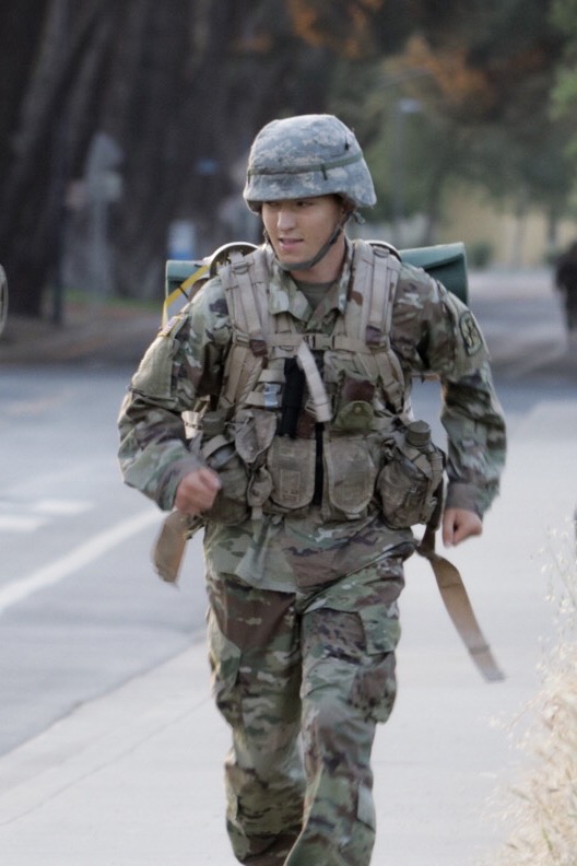 Cadet Luna during a ruck march